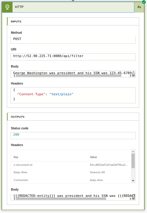 Run status of the HTTP step.