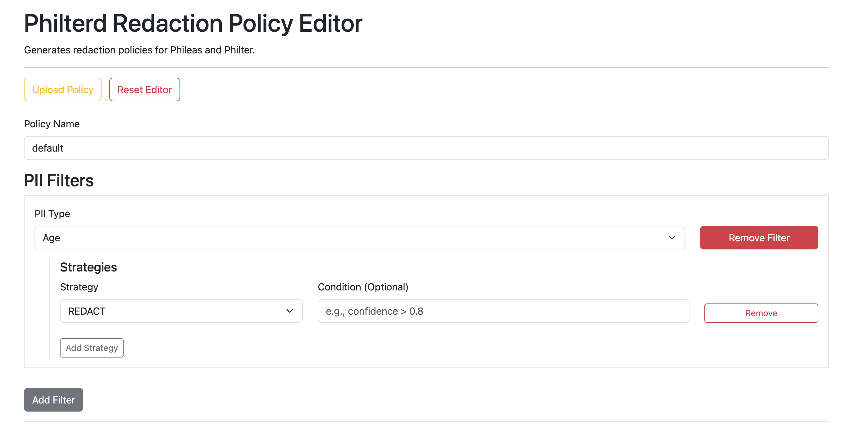 Philterd Policy Editor